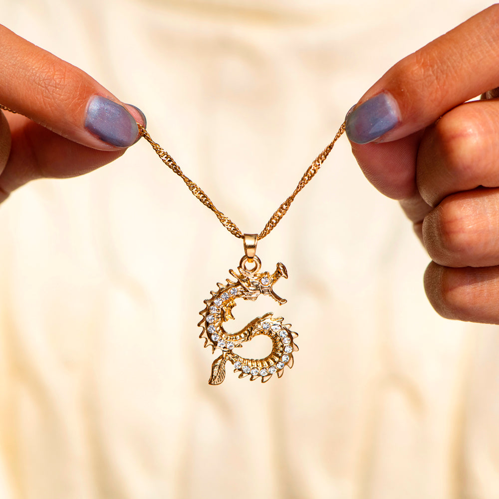 "You are strong than you could ever imagine" Dragon Necklace