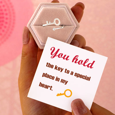 "You hold the key to a special place in my heart" Adjustable Ring