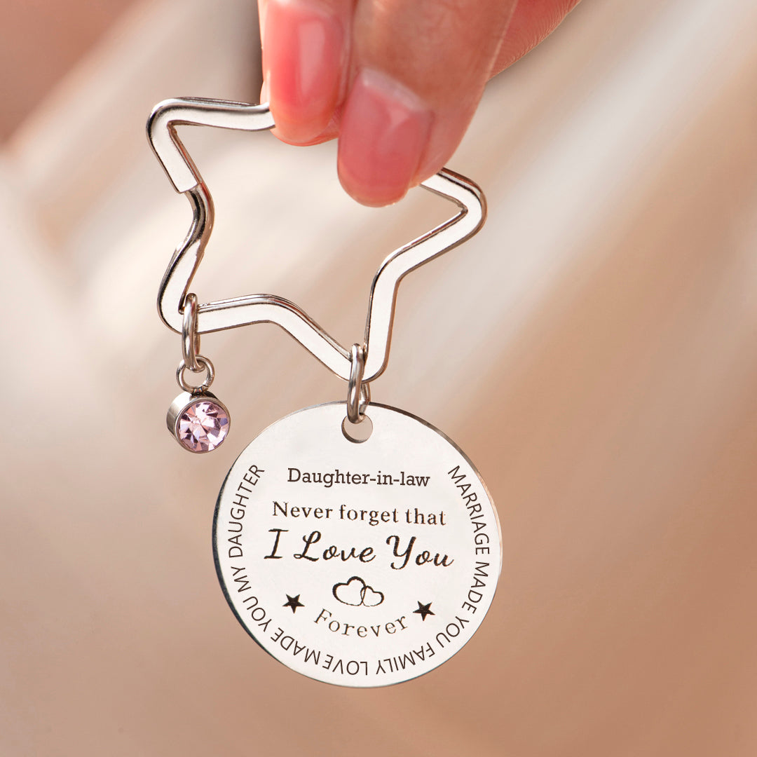 "Marriage made you family, love made you my daughter" Star Key Ring
