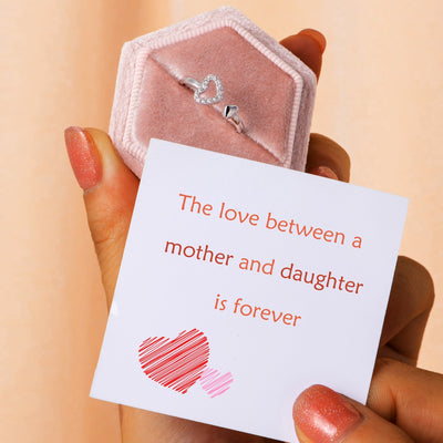"The love between a mother and daughter is forever" Double Heart Ring