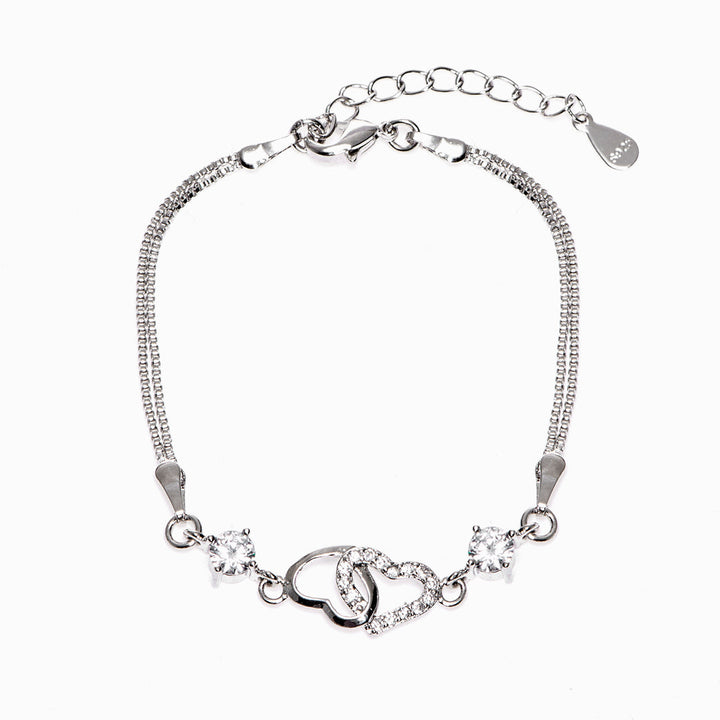 To My Granddaughter "You will never outgrow my heart" Double Heart Bracelet