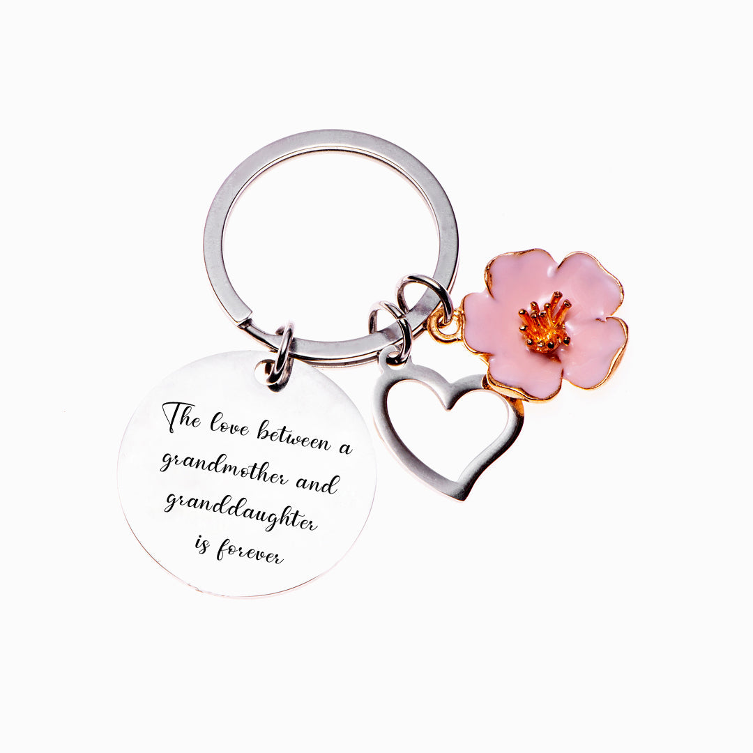 To My Granddaughter "You are always in my heart " Petal Key Ring