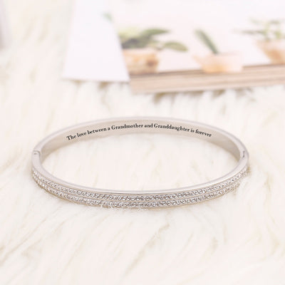 To My Granddaughter "The love between a Grandmother and Granddaughter is forever" Full Diamond Bracelet