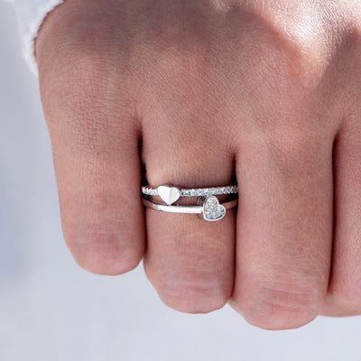 To My Granddaughter "Love Forever" Double Heart Ring