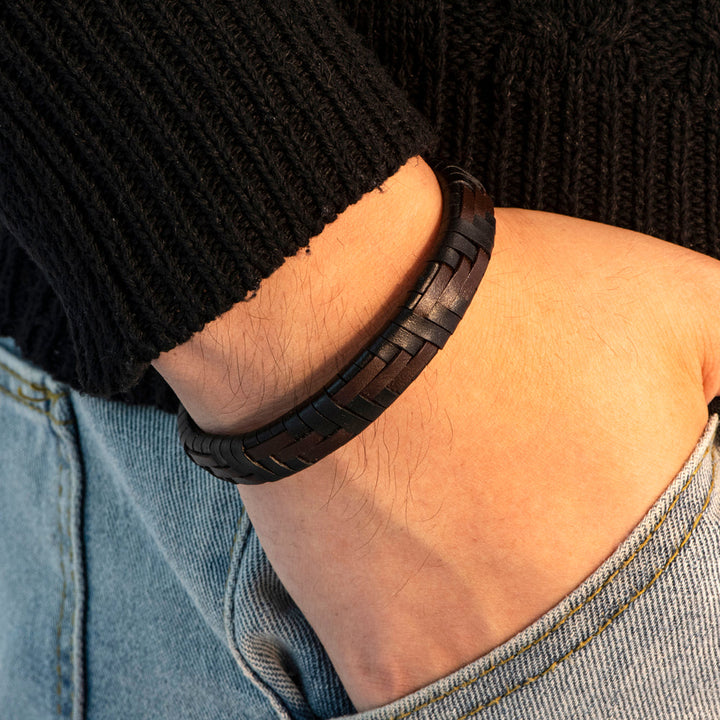 To My Grandson "A BOND THAT CAN'T BE BROKEN" Leather Braided Bracelet