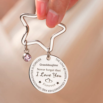 To My Granddaughter "Always keep me in your heart, for you are always in mine" Star Key Ring