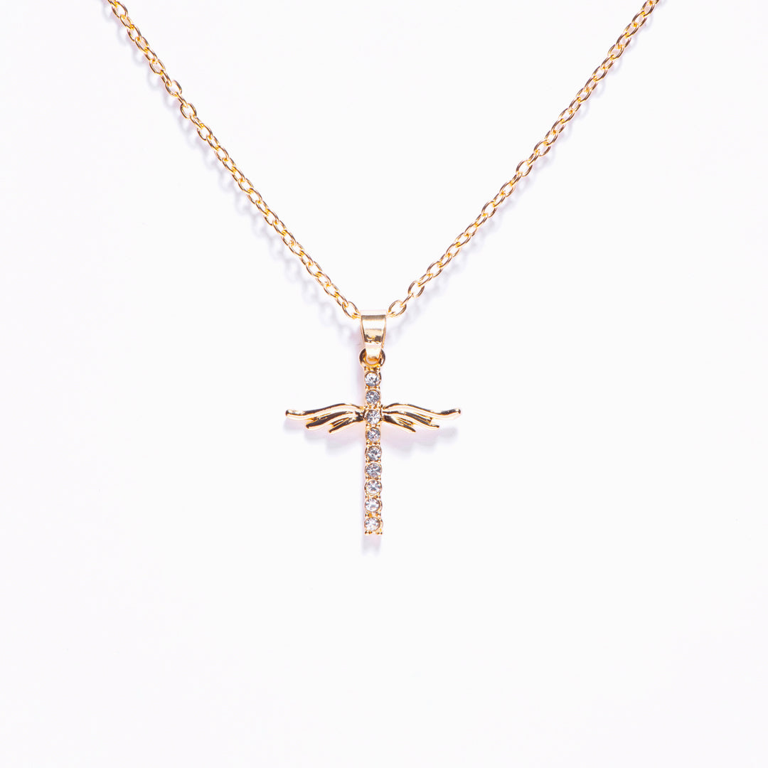 "PRAY ON IT PRAY OVER IT & PRAY THROUGH IT" Wing Cross Necklace