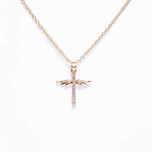 To My Daughter "Give you roots and wings" Wing Cross Necklace