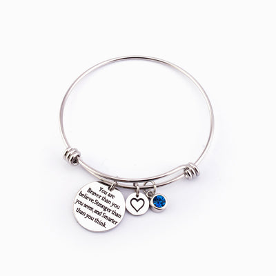 [Custom Birthstone] To My Granddaughter "BRAVER, STRONGER and SMARTER" Charm Bracelet