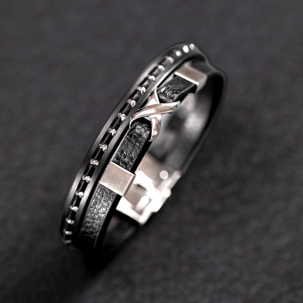 To My Son "I'll support you with an everlasting knot." Leather Knot Bracelet