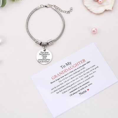 [Custom Name] TO MY GRANDDAUGHTER "THE LOVE BETWEEN A NANA AND GRANDDAUGHTER IS FOREVER" BRACELET - SARAH'S WHISPER