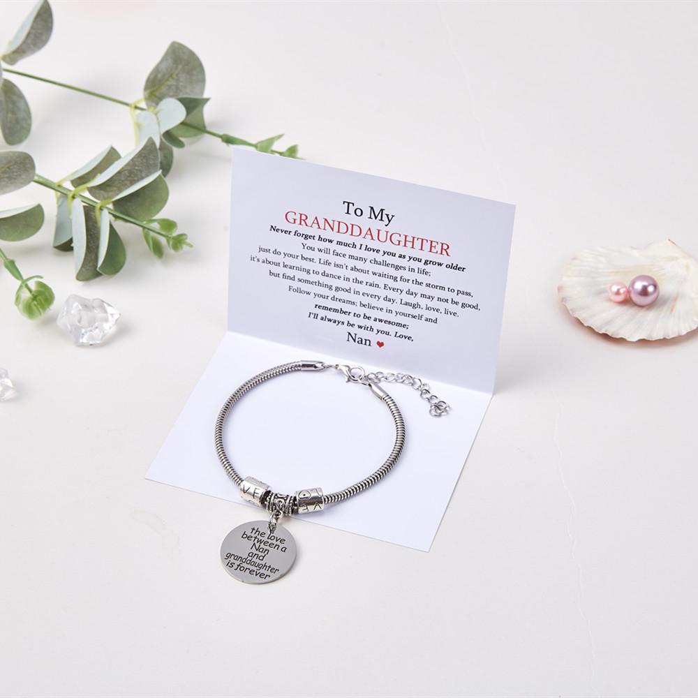 TO MY GRANDDAUGHTER "THE LOVE BETWEEN A NAN AND GRANDDAUGHTER IS FOREVER" BRACELET - SARAH'S WHISPER