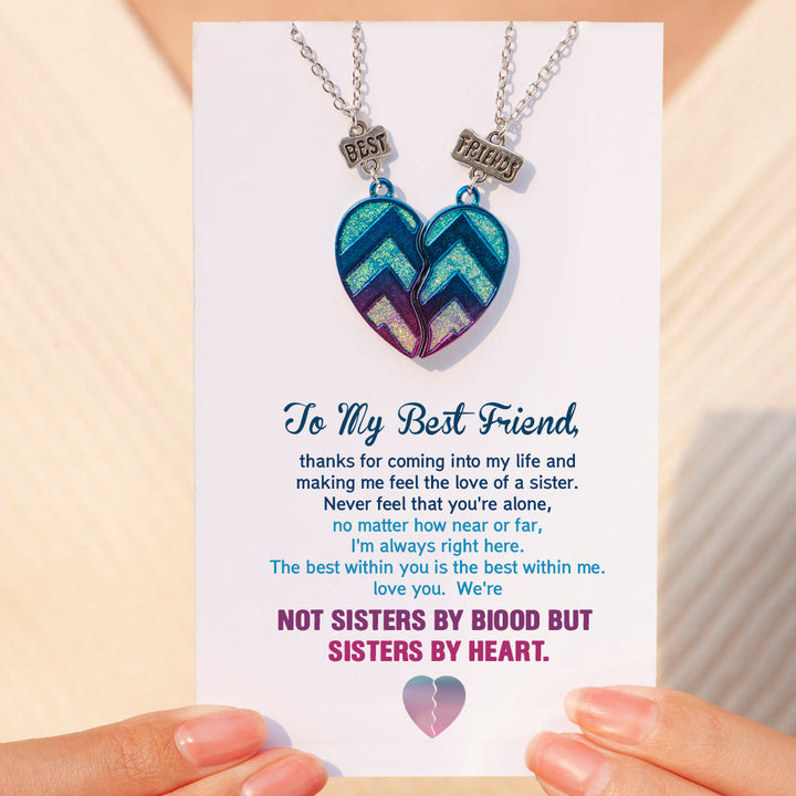 To My Best Friend "NOT SISTERS BY BlOOD BUT SISTERS BY HEART" One Heart Necklace