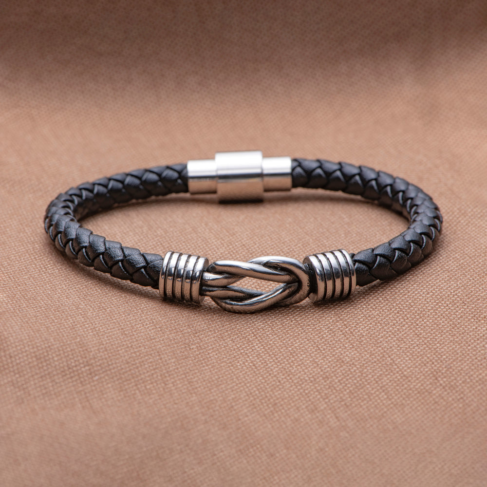 To My Son "A Powerful Bond" Leather Braided Bracelet