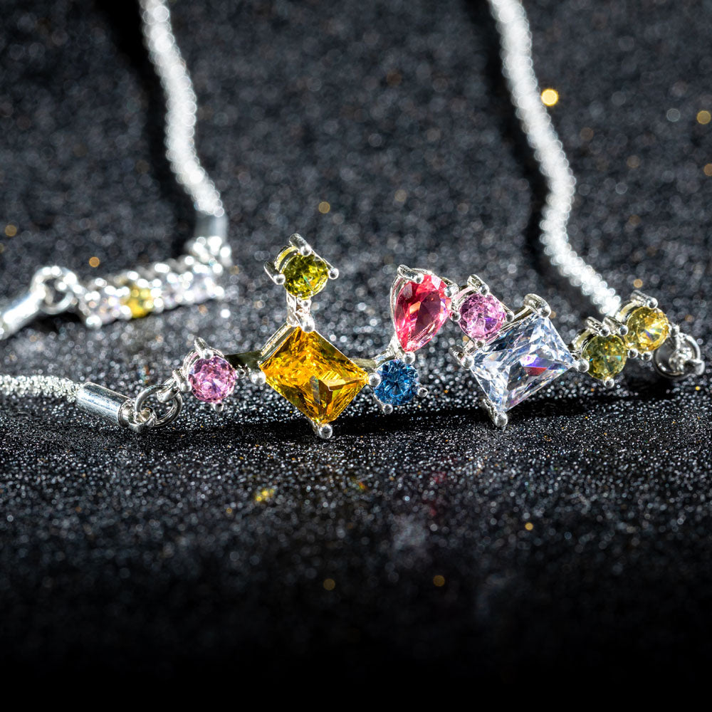  Gem stone necklace with a heartfelt message for granddaughter, packaged in gift box.