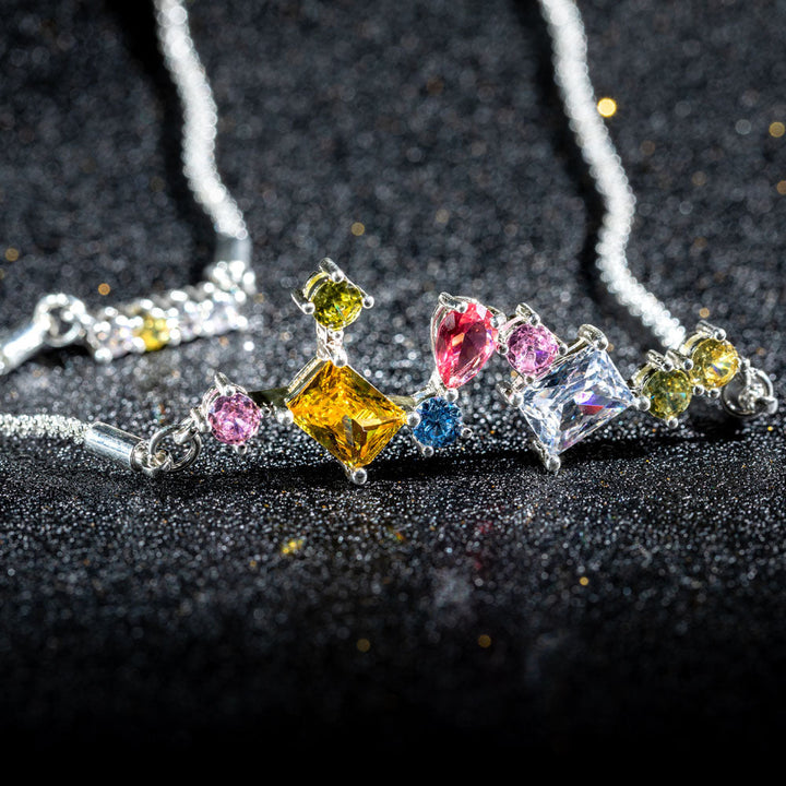  Gem stone necklace with a heartfelt message for granddaughter, packaged in gift box.