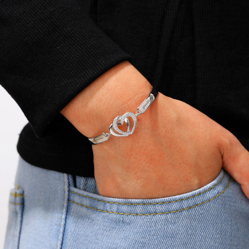 To My Granddaughter "forever linked together" Double Heart Bracelet
