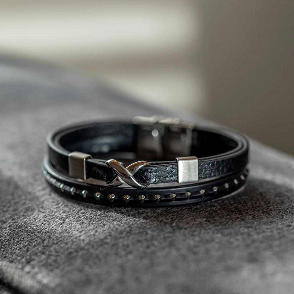 To My Son "I'll support you with an everlasting knot." Leather Knot Bracelet