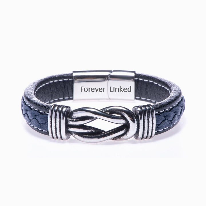 To My Son "Mother and Son Forever Linked Together" Leather Braided Bracelet