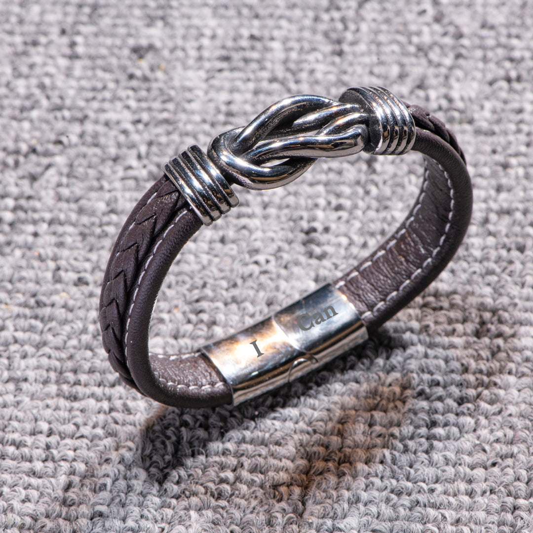 To My Grandson "Grandmother and Grandson forever linked together." Leather Braided Bracelet