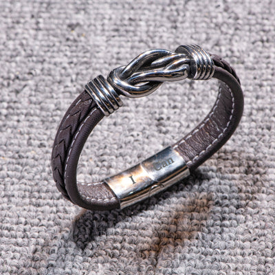 To My Grandson "Grandmother and Grandson forever linked together." Leather Braided Bracelet