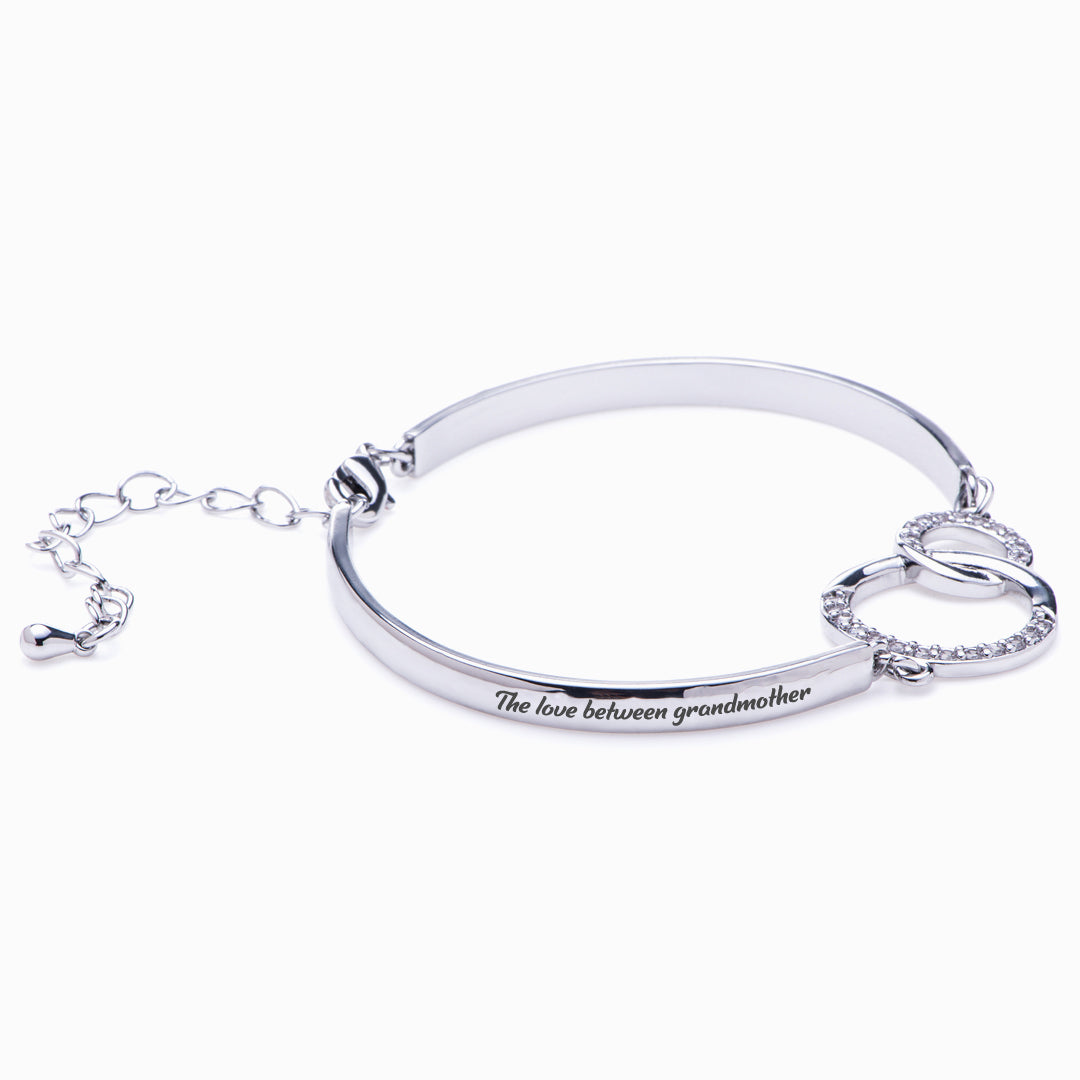 To My Granddaughter "The love between grandmother granddaughter is forever" Double Ring Bracelet