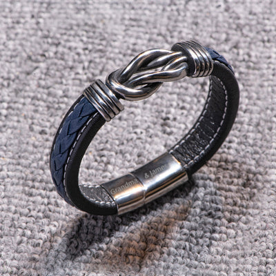 [Custom Name] To My Grandson "STAY STRONG, BE CONFIDENT & JUST DO YOUR BEST" Leather Braided Bracelet