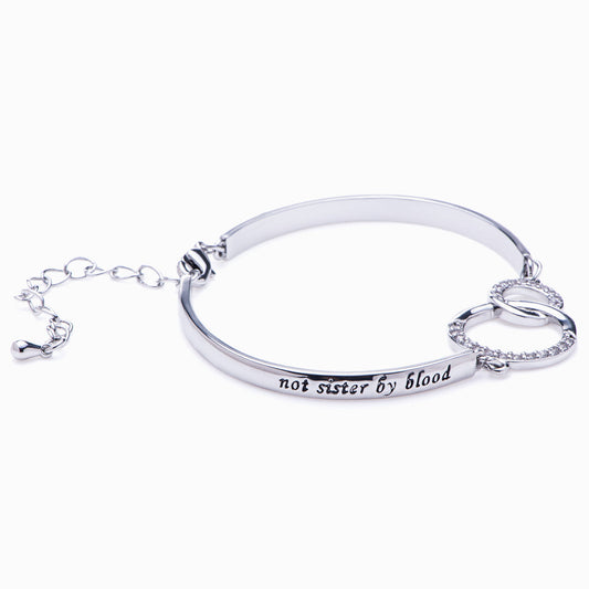 To My Best Friend "Not Sisters By Blood But Sisters By Heart" Double Ring Bracelet