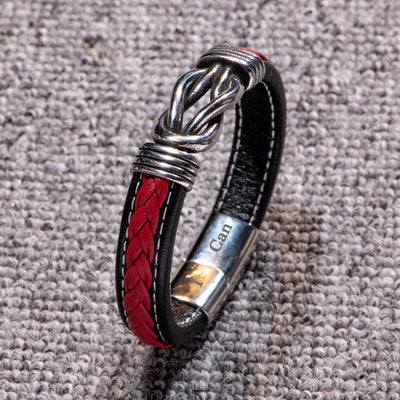 To My Grandson "Grandmother and Grandson forever linked together." Leather Braided Bracelet