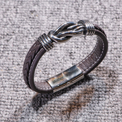 [Custom Name] To My Son "A link that can never be undone" Leather Braided Bracelet
