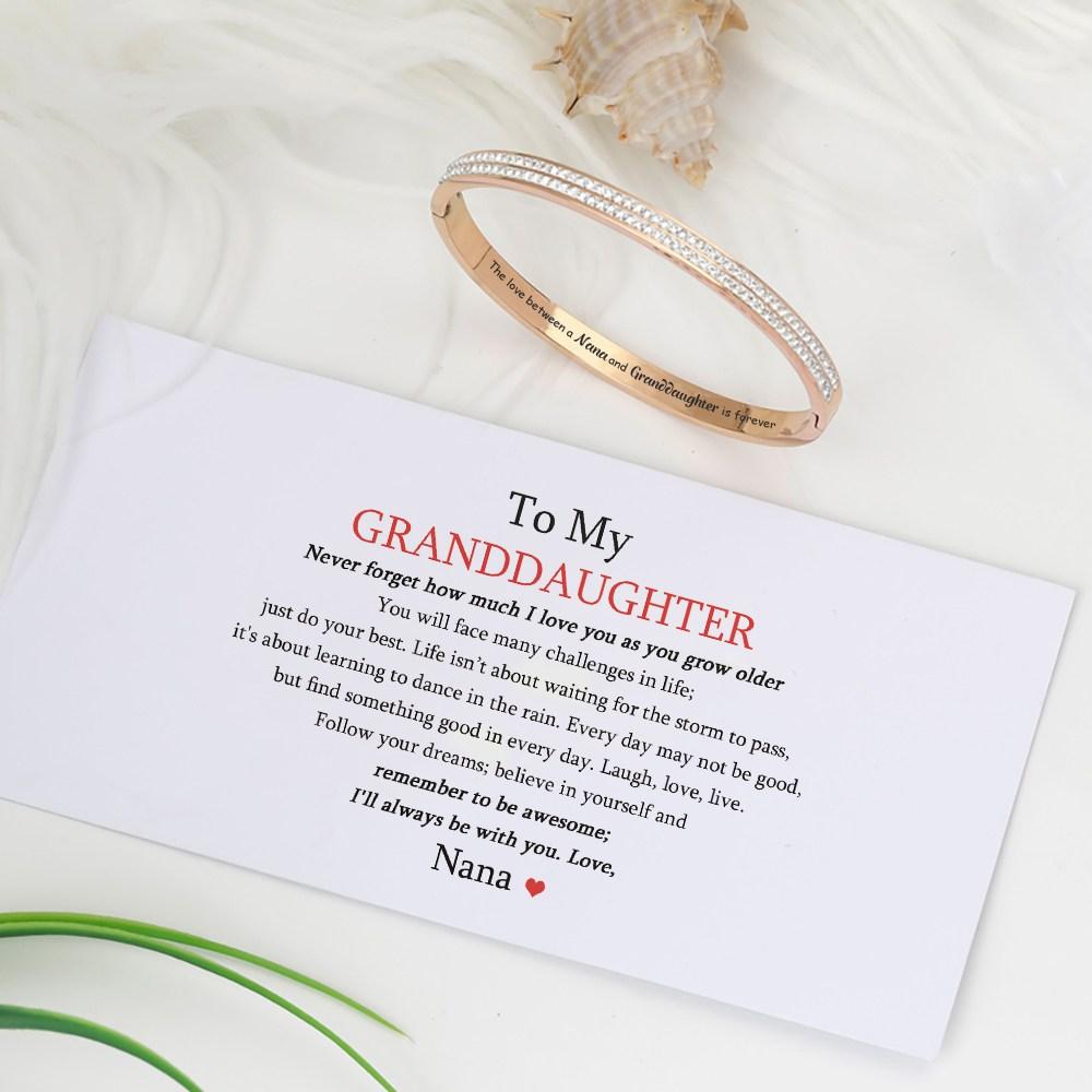 [Optional Address] TO MY GRANDDAUGHTER "The love between a [Nana] and Granddaughter is forever" Full Diamond Bracelet - SARAH'S WHISPER
