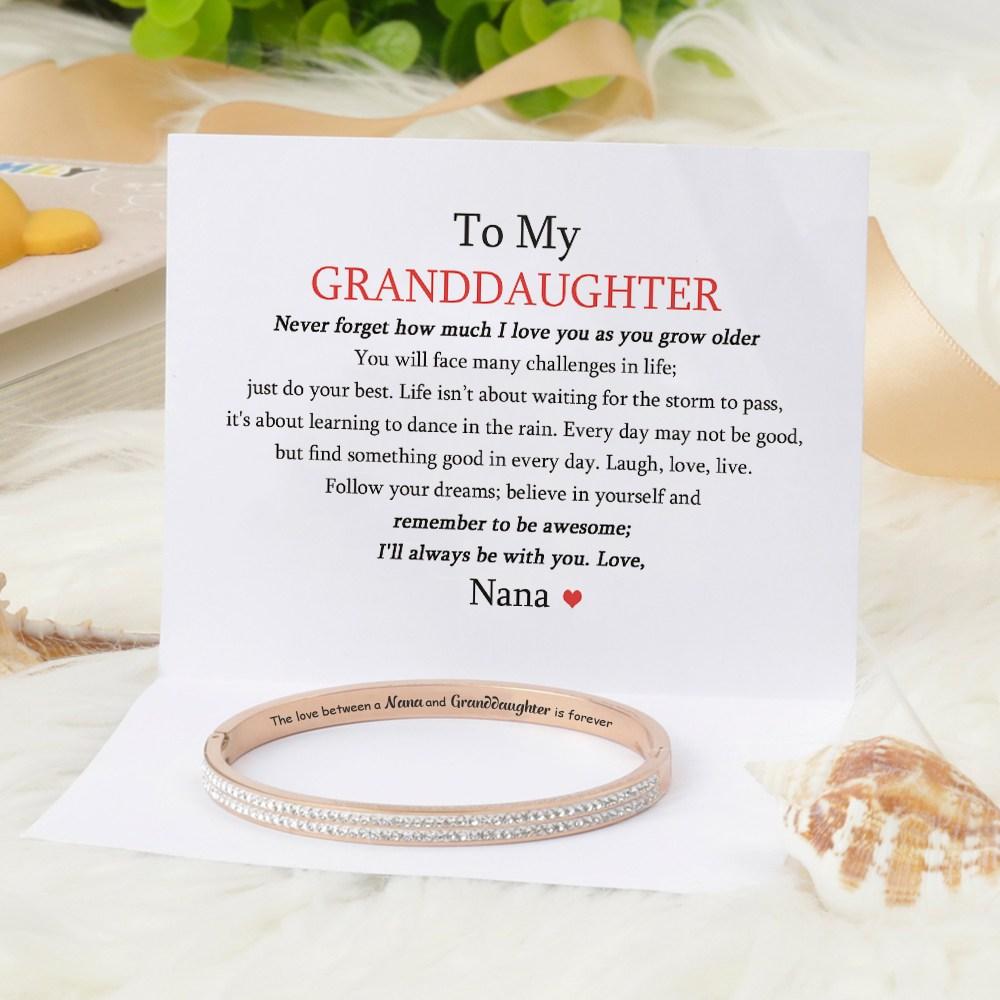 [Optional Address] TO MY GRANDDAUGHTER "The love between a [Nana] and Granddaughter is forever" Full Diamond Bracelet [💞 Bracelet +💌 Gift Card + 🎁 Gift Box + 💐 Gift Bouquet] - SARAH'S WHISPER