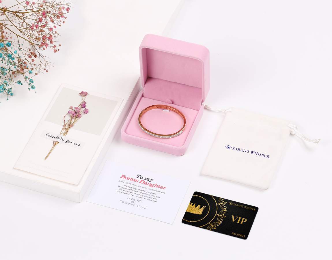 To My Bonus Daughter "BONUS DAUGHTER, I MAY NOT HAVE GIVEN YOU THE GIFT OF LIFE. BUT LIFE GAVE ME THE GIFT OF YOU" Full Diamond Gold/Silver Bracelet - SARAH'S WHISPER