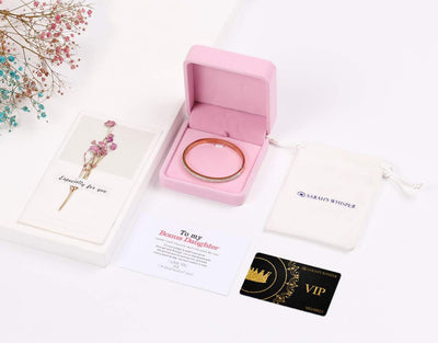 To My Bonus Daughter "BONUS DAUGHTER, I MAY NOT HAVE GIVEN YOU THE GIFT OF LIFE. BUT LIFE GAVE ME THE GIFT OF YOU" Full Diamond Gold/Silver Bracelet - SARAH'S WHISPER