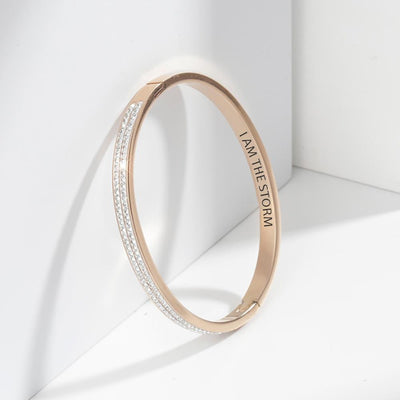 To My Granddaughter "I AM THE STORM" Full Diamond Bracelet [💞 Bracelet +💌 Gift Card + 🎁 Gift Box + 💐 Gift Bouquet] - SARAH'S WHISPER