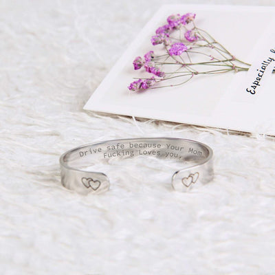 To My Daughter "Drive safe because Your Mom Fucking Loves you" Double Heart Bracelet - SARAH'S WHISPER