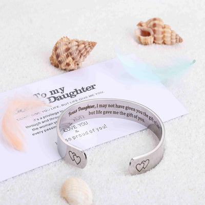 To My Bonus Daughter ”BONUS DAUGHTER, I MAY NOT HAVE GIVEN YOU THE GIFT OF LIFE. BUT LIFE GAVE ME THE GIFT OF YOU“ Bracelet - SARAH'S WHISPER