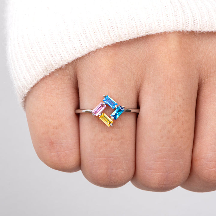 [Custom Birthstone] To My Mother "We see you mama" Birthstone Ring