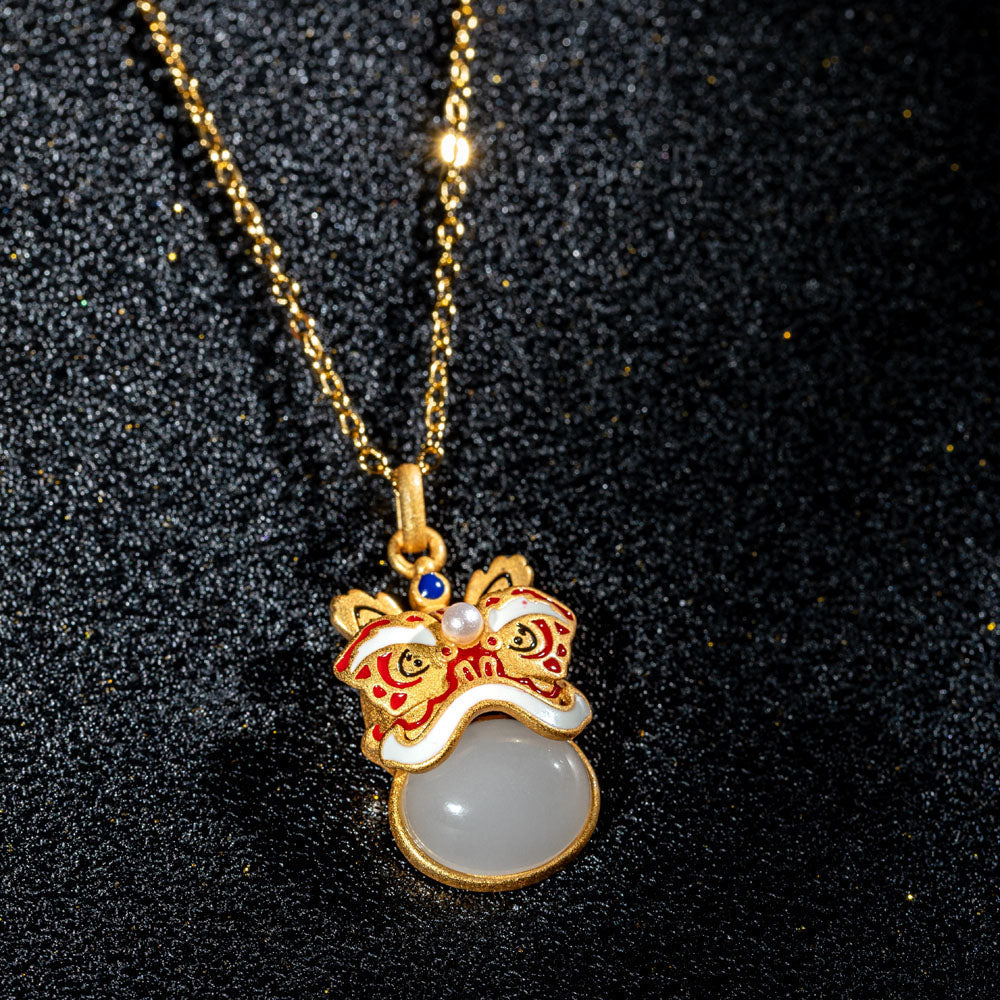 Tiger of Blessings Necklace for Granddaughter with Heartfelt Card, Gift Box, and Bag, Symbolizing Prosperity and Luck