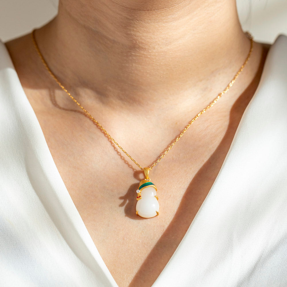"May you be blessed with abundance in life." Jade Stone Necklace
