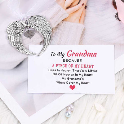 To My Grandma "A piece of my heart" Angel Wings Pendant [💞 Pendant +💌 Gift Card + 🎁 Gift Box + 💐 Gift Bouquet] - SARAH'S WHISPER