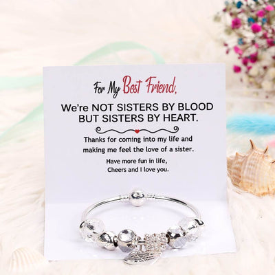 [Custom Names] For My Best Friend "Not Sisters by Blood But Sisters by Heart" Bracelet [💞 Bracelet +💌 Gift Card + 🎁 Gift Box + 💐 Gift Bouquet] - SARAH'S WHISPER