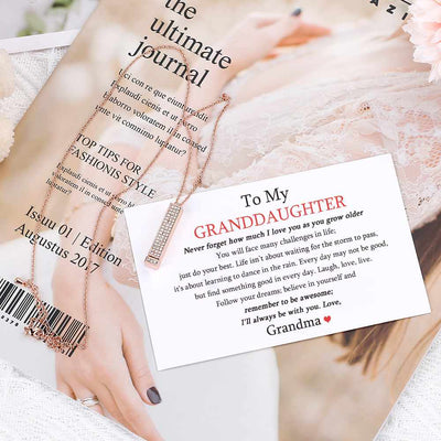 [Optional Address] To My GRANDDAUGHTER "[Grandma] Loves You" Diamond Necklace [💞 Necklace +💌 Gift Card + 🎁 Gift Box + 💐 Gift Bouquet] - SARAH'S WHISPER
