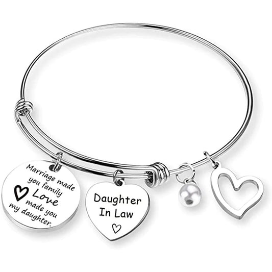 To My Daughter In Law "Welcome to the family" Daughter In Law Heart Bracelet