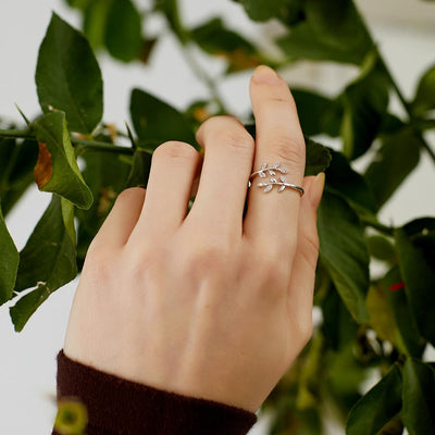 "GROW THROUGH WHAT YOU GO THROUGH" Leaves Ring [🌿 Ring +💌 Gift Card + 🎁 Gift Bag + 💐 Gift Bouquet] - SARAH'S WHISPER