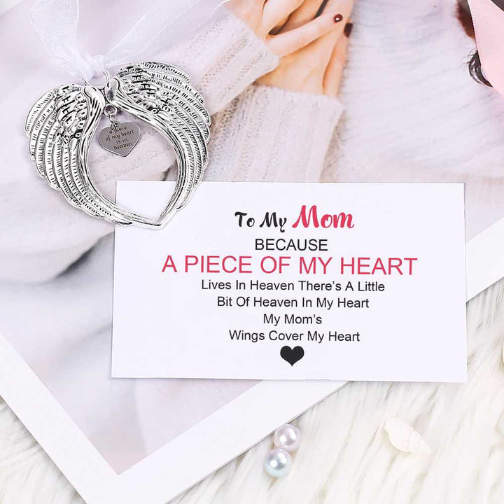To My Mom "A piece of my heart" Angel Wings Pendant [💞 Pendant +💌 Gift Card + 🎁 Gift Box + 💐 Gift Bouquet] - SARAH'S WHISPER