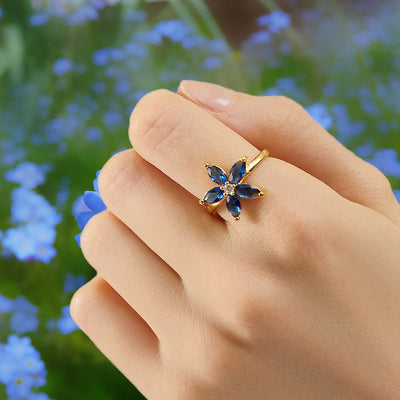 To My Granddaughter "Never forget how much I love you as you grow older" Forget-Me-Not Flower Ring [💞 Ring +💌 Gift Card + 🎁 Gift Bag + 💐 Gift Bouquet] - SARAH'S WHISPER
