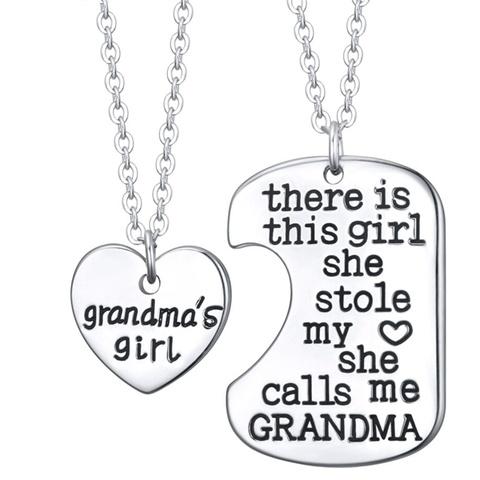 Nana's Girl - Set of 2 Pendant Necklaces - Grandma and Granddaughter Necklace