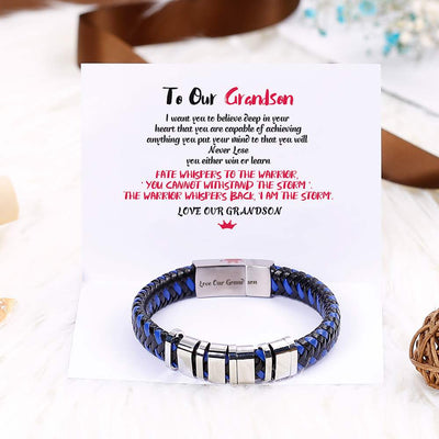 To Our Grandson "Love Our Grandson" Men's Bracelet [💞 Bracelet+💌 Gift Card + 🎁 Gift Box + 💐 Gift Bouquet] - SARAH'S WHISPER