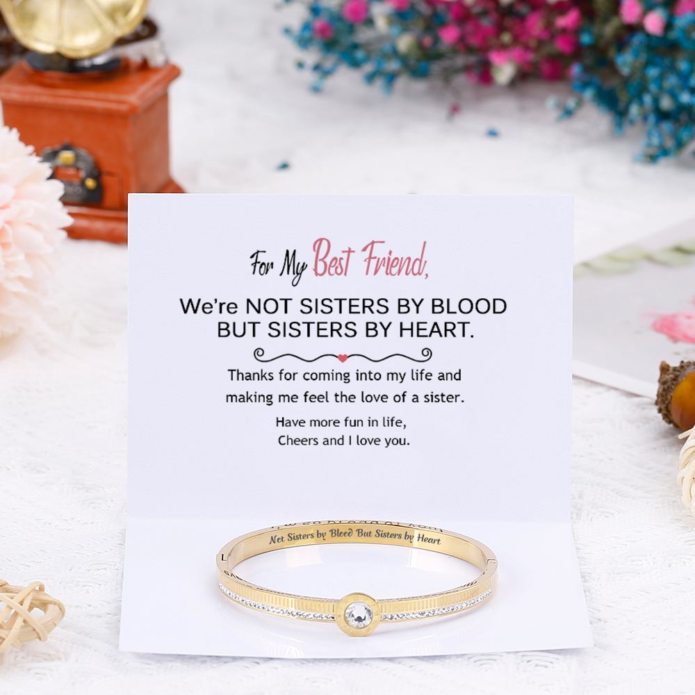 For My Best Friend "Not Sisters by Blood But Sisters by Heart" Rome Number Bracelet [💞 Bracelet +💌 Gift Card + 🎁 Gift Bag + 💐 Gift Bouquet] - SARAH'S WHISPER